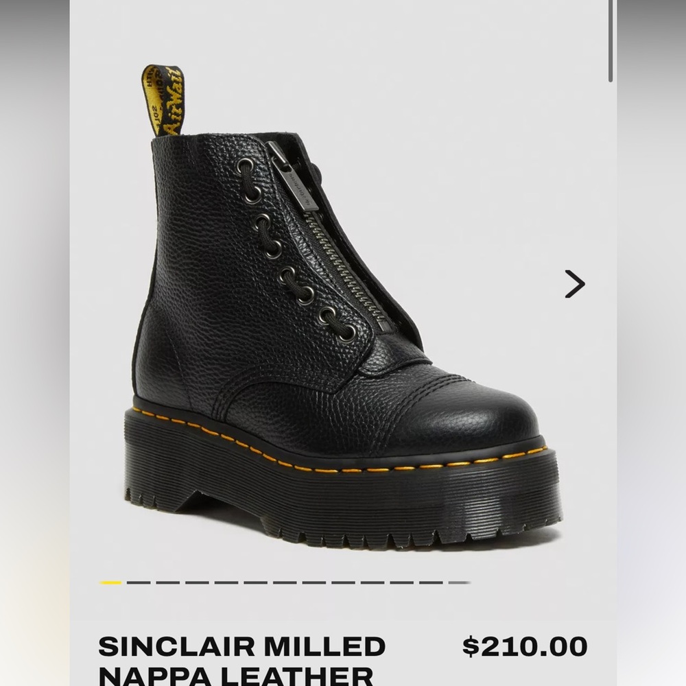 Sinclair Milled Nappa Leather Platform Doc Marten Boots Black